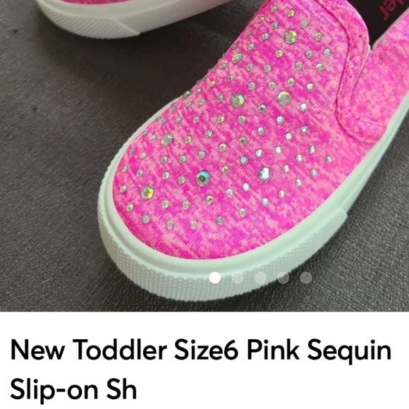 New Toddler Girl's Size 6 Pink Sequin Slip-on Shoe - Picture 3 of 3